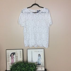 Rafaella lace short sleeve top.